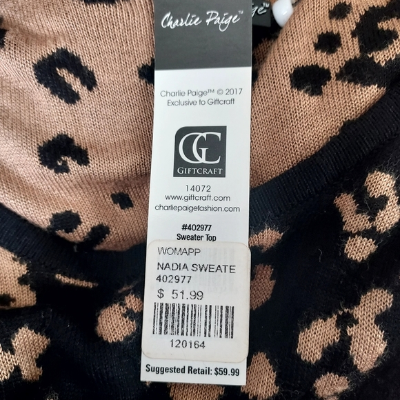 Charlie Paige Nadia Sweater Top Cheetah Print Large - Picture 7 of 10